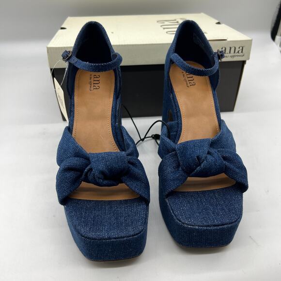 a.n.a Womens Holland Heeled Sandals Denim Platform Size 9.5M - Picture 3 of 15